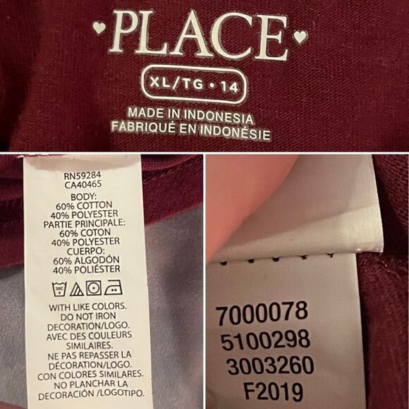 The Childrens Place Uniform Girls Everyday Dress Tshirt Dress Burgundy Red XL 14 - Picture 6 of 7